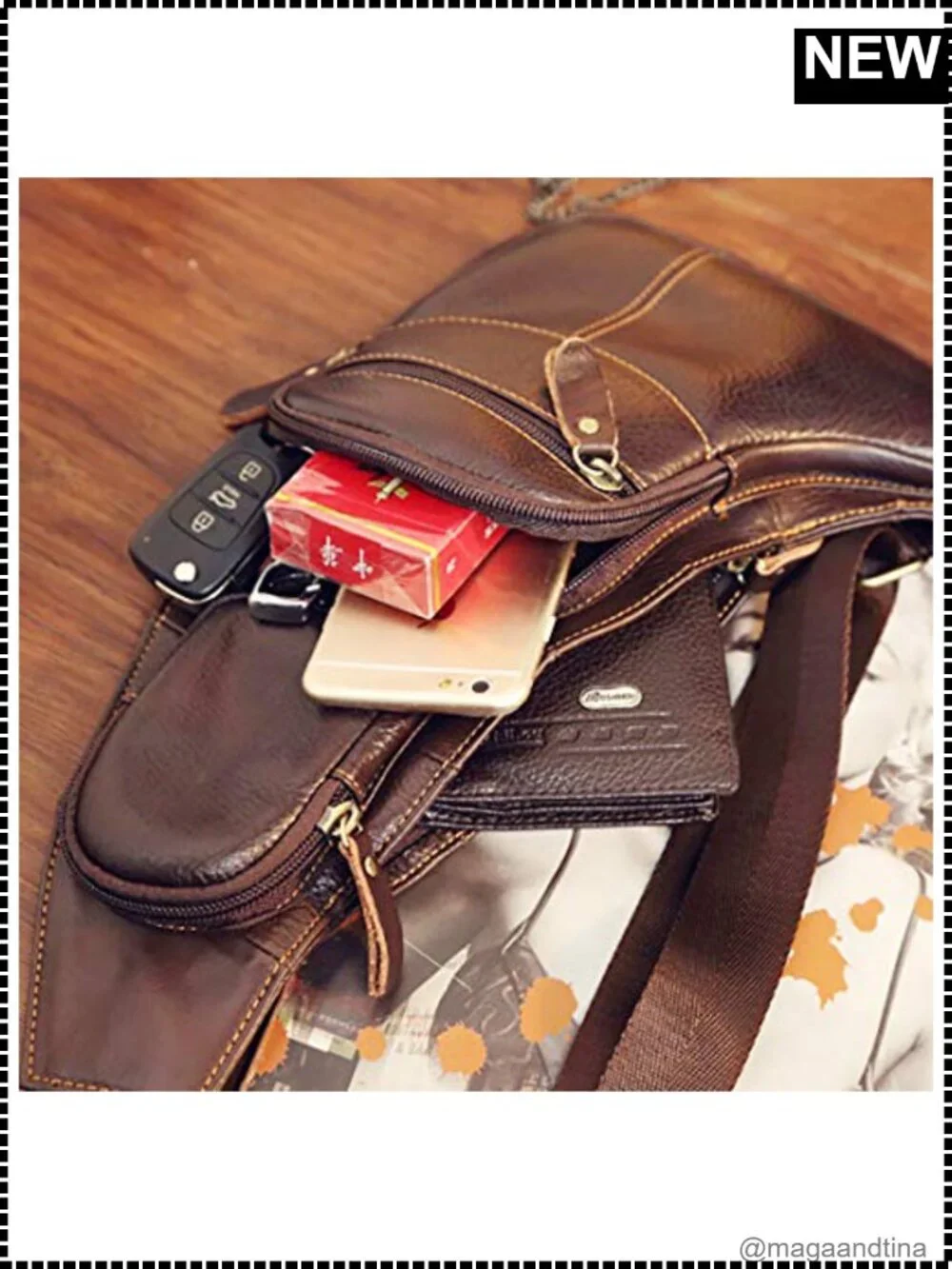 Genuine Leather Sling Bag Crossbody Backpack Chest Daypack for Men Travel